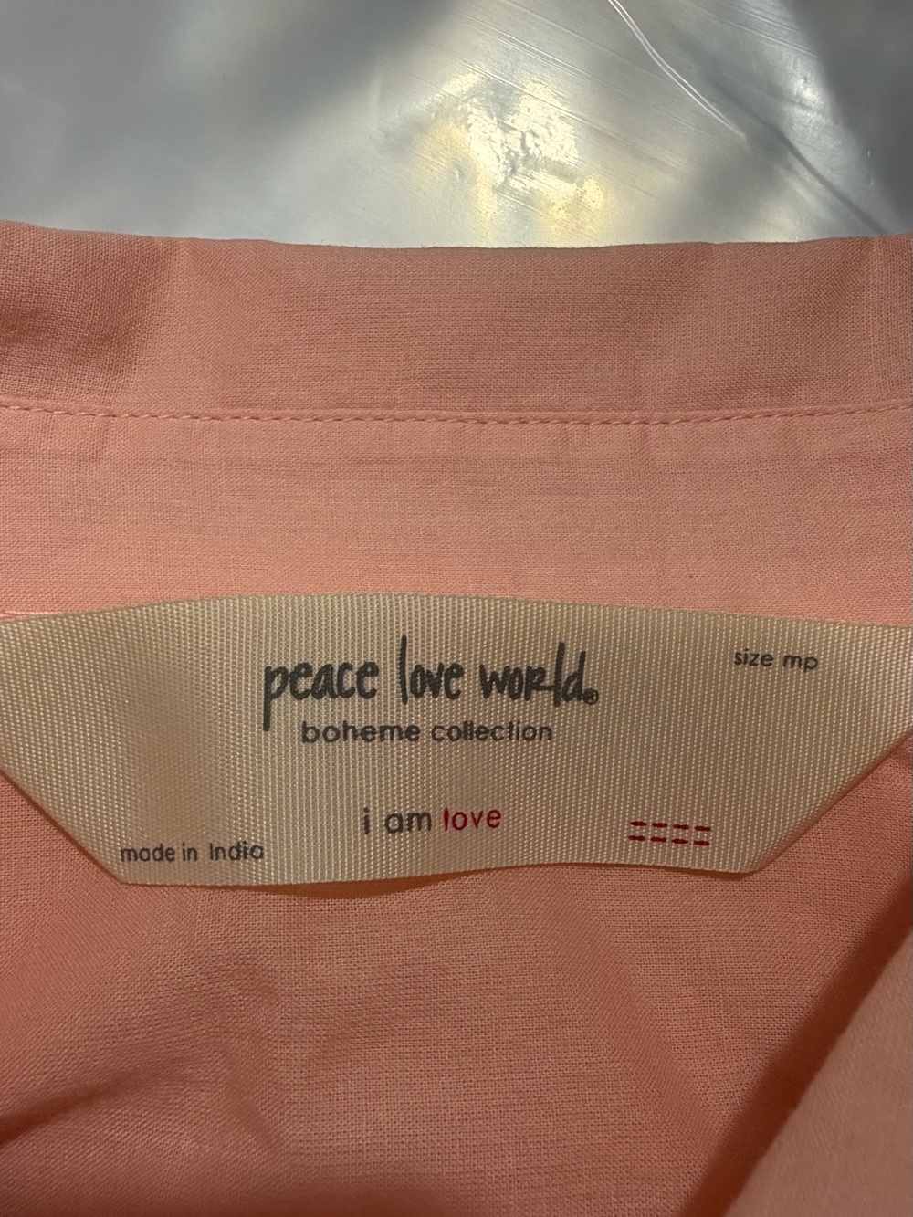 Peace Love World Boheme Peach Cotton Shirt Dress Petite Medium Button Front - Picture 7 of 9
